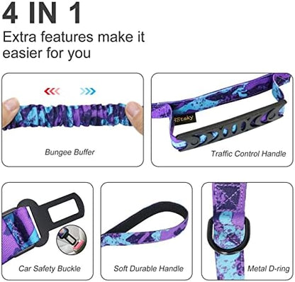 Hotsky Tactical Bungee Shock Absorbing No Pull Dog Leash,Purple Camo,4-6FT - Image 4