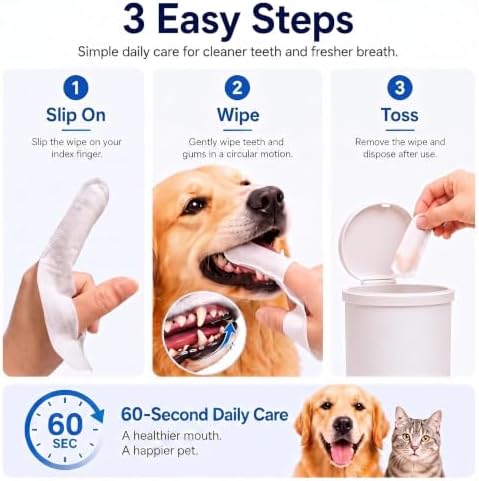 Pet Cleaning Finger Wipes for Dogs and Cats Non-Slip Design 50 Counts - Image 7