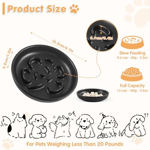Cat Slow Feeder Bowl Set,2 Pcs Pastel Series Cat Plate for Dry and Wet Food - Image 2