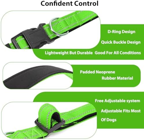 Reflective Dog Collar, Adjustable Nylon for Puppy, Green XS - Image 4