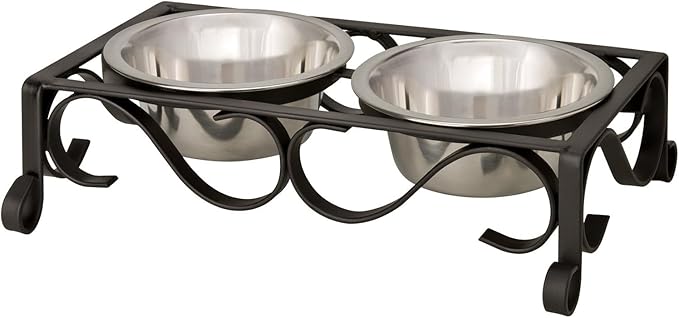 Loving Pets Elevated Dog Bowls – Raised Stainless Steel Dog Bowls with Steel Stand – Non-Skid, No Spill Feeder for Small, Medium & Large Dogs – Easy to Clean, Durable Raised Dog Feeding Station