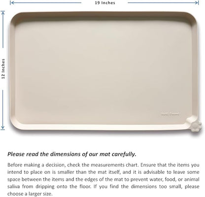 Hoki Found Silicone Pet Food Mat Tray - High-Lips Dog and Cat Bowl Mat - Waterproof Feeding Mat for Floors - Papayawhip