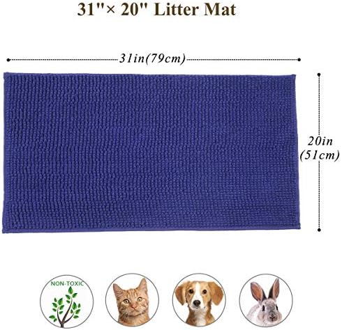 VIVAGLORY Cat Litter Mat Softgrip Litter Trapping Mat, 31"× 20", Navy Blue - Image 5