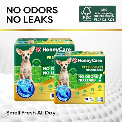 HoneyCare Fresh Grass Print /Scent All Absorb Large Training Pads, 22x23, 50 Ct - Image 2