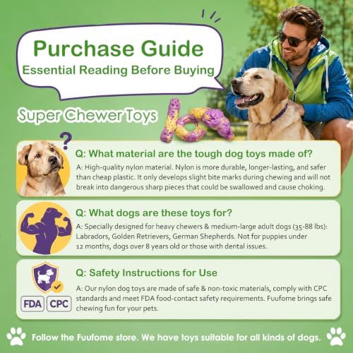 Fuufome Dog Toys for Aggressive Chewers: Dog Chew Toys for Medium Large Dog - Image 2