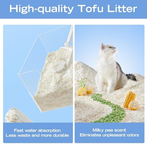 XuCuiHua Tofu Mix Cat Litter, Plant-Based, Strong Clumping Litter, Odor Control, Easy Scooping, Clumps Lift Cleanly, Low Dust, Corn & Cassava Litter, 5.5 LB x 3 Bags - Image 4