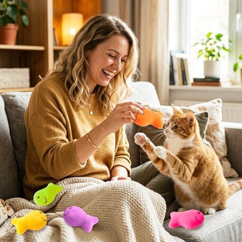 L1rabe Goldfish Cracker Catnip Toys for Cats, 5 Pcs Colorful Cat Chew Toys - Image 6