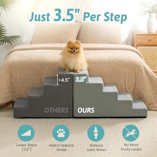 COZY KISS Dog Stairs for Small Dogs, 5 Step Pet Stairs for Beds & Couches - Image 2