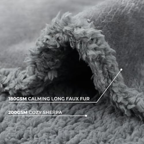 Luciphia Waterproof Bed Blanket Washable, Soft Sherpa Fleece Puppy Reversible Throw Blankets for Medium Large Dog Cat, Furniture Cover Protector Couch from Liquid Pee and Pet Fur, Light Grey,85" x 57" - Image 4
