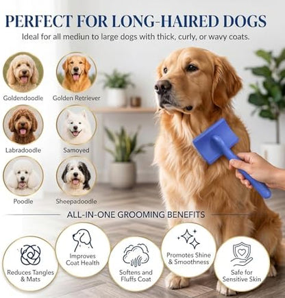 Slicker Brush for Dog, Doodles, Poodles & Long Haired Cats,Blue - Image 6