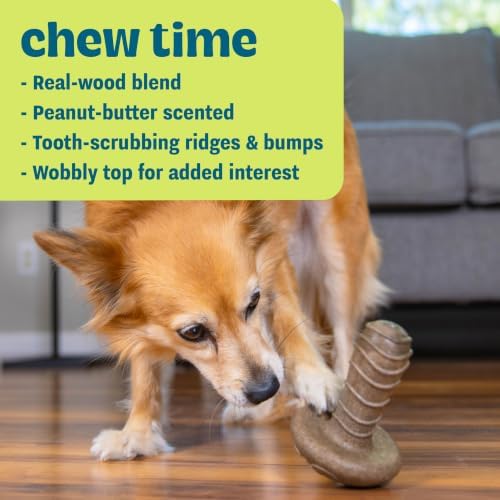 Dogwood Mushroom Dog Chew Toy – Real-Wood Blend, Peanut Butter Scented, Moderate Chewers, Medium, 4.8" x 3.4" x 3.4" - Image 3