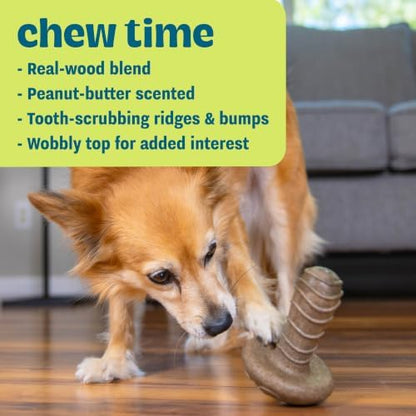 Dogwood Mushroom Dog Chew Toy – Real-Wood Blend, Peanut Butter Scented, Moderate Chewers, Medium, 4.8" x 3.4" x 3.4" - Image 3