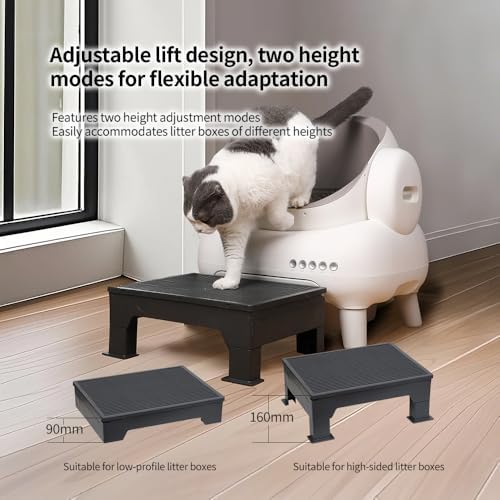Pet Coutures Cat Litter Box Step, Adjustable Elevated Ramp with Anti-Tracking Mesh & Catcher - Easy Cleaning - Ideal for Kittens and Seniors - Image 5