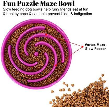 Whippy Slow Feeder Large Dog Bowl - Non Slip Maze Puzzle Bowl for Medium to Large Dogs - Purple - Image 2