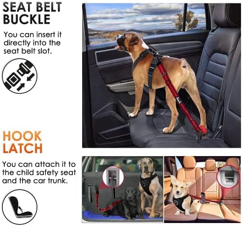 SlowTon Dog Car Seat Belt, 3 in 1 Latch Bar Attachment Dog Safety Seatbelt - Image 2
