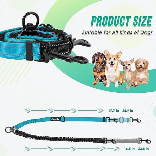 AUTOWT Two Dog Lead, 2 in 1 Upgraded Double Dog Leash Attachment Combine Adjustable Strap and Shock Absorbing Bungee No Tangle Dual Training Splitter for Different Size Dogs - Image 7
