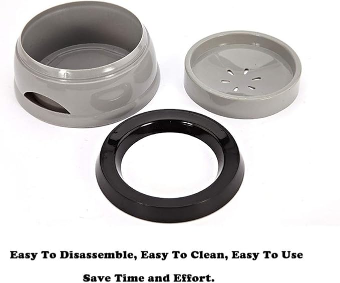 Love Dream No Spill Dog Water Bowl, No Drip Dog Slow Water Feeder No Slip Vehicle Carried Pet Water Dispenser 25 oz with Floating Disk Slow Drinking Bowl for Dogs Cats (Gray)