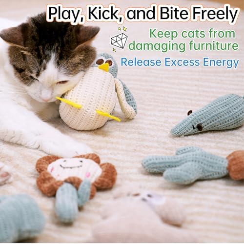Cat Toy Kicker Pillows, Plush Catnip Cat Mouse Toy Interactive Cat Toy for Kitten Felines Chew Enrichment, Soft Mouse 4.72” Size for Bored Indoor Adult Cat Cuddle Teething Scratch Self Play - Image 6