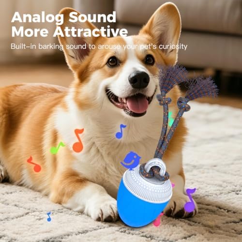 Interactive Dog Ball Toy for Medium & Large Dogs, Automatic Moving Dog Toy with Bird Sounds and Rope, USB Rechargeable Smart Ball with Fast & Slow Modes, 500mAh Dog Enrichment Toy - Image 4