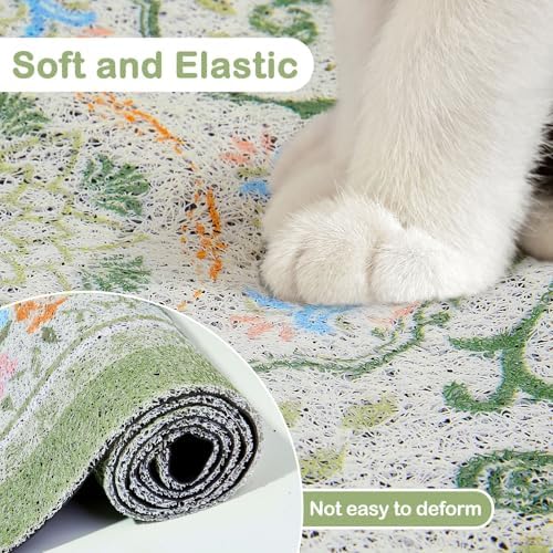 Glittme Cat Litter Mat with Non-Slip Bottom Litter Box Mat 40"X30" Litter Trapping Mat Easy to Clean Washable Cat Food Mat for Kitty,XL - Image 6