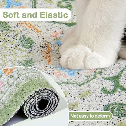 Glittme Cat Litter Mat with Non-Slip Bottom Litter Box Mat 40"X30" Litter Trapping Mat Easy to Clean Washable Cat Food Mat for Kitty,XL - Image 6