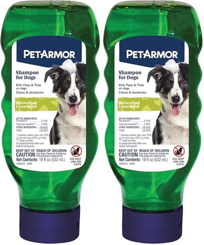 PetArmor Flea & Tick Protection Shampoo for Dogs, Sunwashed Linen Scent, 18 oz (Pack of 2) by PetArmor
