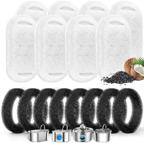 Cat Water Fountain Filters,8Pcs Cat Fountain Filters,8 Sponges Multi-Layer Filtration System for 3.2L Stainless Steel Cat Water Fountain,Cat Water Fountain Filters Accessories by Unknown