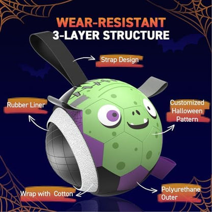 QDAN Halloween Dog Toys, Dog Soccer Balls with Straps, Outdoor Dog Toys - Image 4