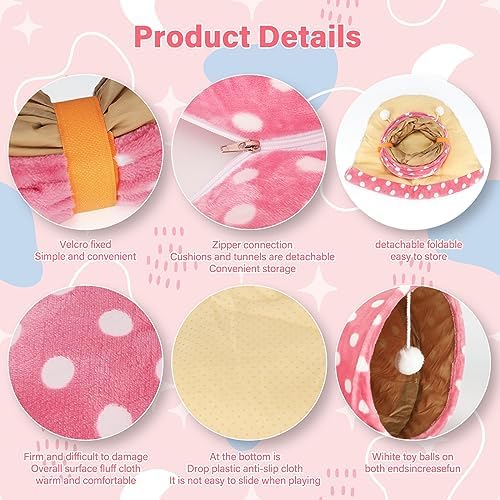 BWOGUE Bunny Tunnel Bed, 2-in-1 Collapsible Rabbit Tunnel Hideout with Mat - Image 3