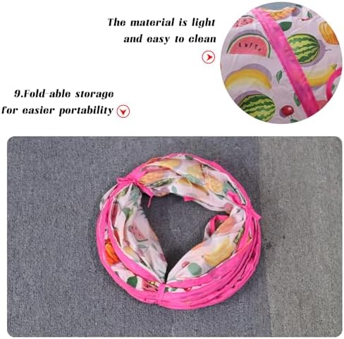 Andiker Cat Tunnel for Indoor Cats, 45" Long Rainbow Collapsible Kitten Tube with a Fun Ball and 2 Holes Cat Play Tunnel, Rabbit Tunnel for Kittens Exercising Hiding Training and Running (Pink) - Image 4
