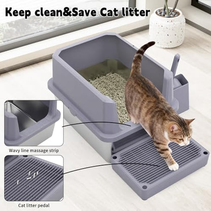 RIZZARI Cat Litter Box Non-Porous: Open High Sides for Indoor Cats - Image 4