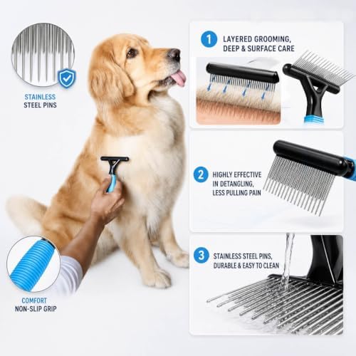Undercoat Rake for Dogs,Deshedding Dematting Comb for Mats &Tangles Removal - Image 4