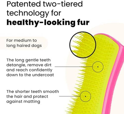 Pet Teezer Detangling Dog Brush for Long Hair Breeds, Large, Pink & Yellow - Image 2