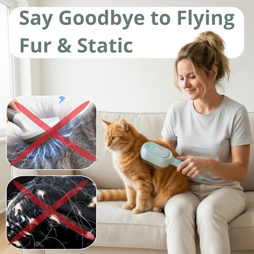 Cat Steam Brush - Cat Hair Brush For Shedding - Deshedding Brushes For Dogs - Cat And Dog Grooming Supplies - Slicker Brush For Dogs Short Hair - Cats Deshedding Comb SELFCLEANING, 4 IN 1, SOFT STEAM - Image 6