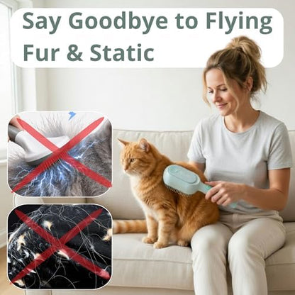 Cat Steam Brush - Cat Hair Brush For Shedding - Deshedding Brushes For Dogs - Cat And Dog Grooming Supplies - Slicker Brush For Dogs Short Hair - Cats Deshedding Comb SELFCLEANING, 4 IN 1, SOFT STEAM - Image 6