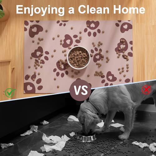 BLESWIN Pet Feeding Mat 17"x28", Absorbent Pet Food Mat, Dog Food Mat Large, Rubber Dog Mats are Non-Slip and Waterproof to Protect Floors, Mat for Cat Food and Water Bowls, Cat Feeding Mat, Pink - Image 5