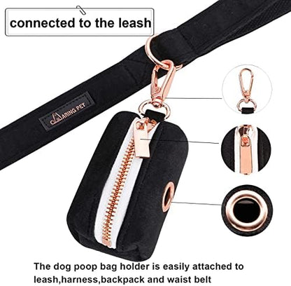 ARING PET Dog Waste Bag Dispenser, Soft Black Doggy Poop Bags Holders Attach to Any Leashes, Velvet Portable Washable Pet Waste Pouch Dispenser with Metal Zipper - Image 3