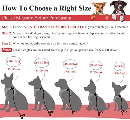 VIVAGLORY Dog Seatbelt Tuffbelt Dog Car Harness, M, Red - Image 5