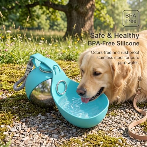 Dog Drinking Bottle, Leak-Proof Foldable Silicone Bowl (Blue A) - Image 2