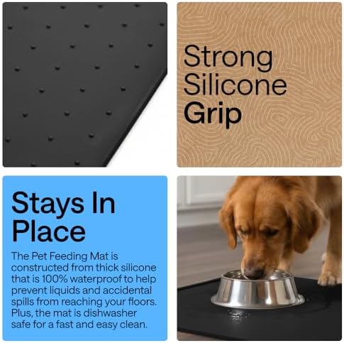 GORILLA GRIP Dog Food Mat, 100% Waterproof Silicone, 32x24 Black - Image 3