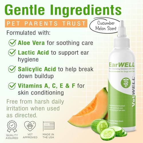 VetWELL Ear Cleaner for Dogs and Cats - Cucumber Melon - 8 oz - Image 5