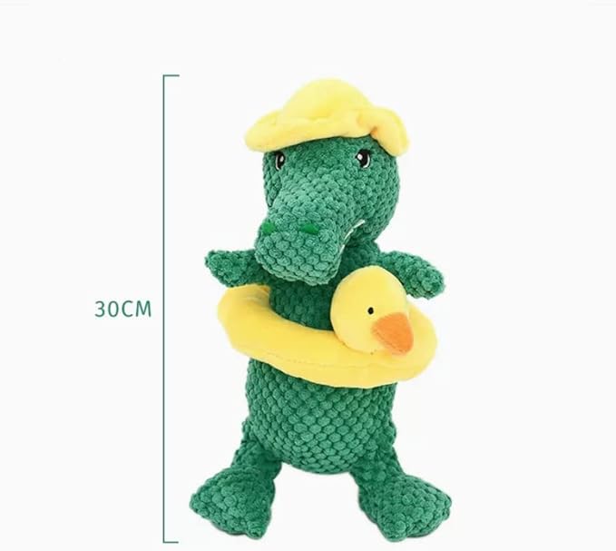 Squeaky Dinosaur Dog Toy - Multifunctional 2 in 1 Funny Plush Stuffed Animal Interactive Dog Toy Frisbee for Chewers Puppy Small Big Large Breed Dogs