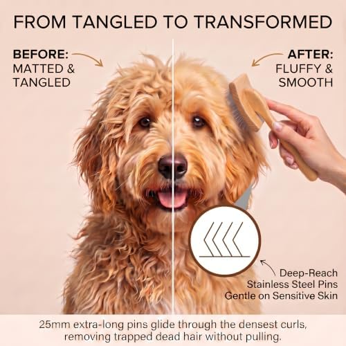 Slicker Brush for Dogs, Doodles, Poodles & Long Haired Cats - Image 3