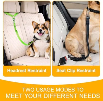 2-Pack Dog Car Seat Belt, 3-in-1 Headrest-Mounted Dog Seatbelt for Car, Adjustable Nylon Pet Safety Leash with Elastic Buffer & Reflective Stitching, Durable Car Harness for Dogs Fits Most Vehicles - Image 5