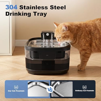 Wireless Cat Water Fountain, 3.2L Automatic Pet Drinking Fountain, Ultra Quiet Pump, BPA-Free Material, Triple Filtration System, Cordless Cat Water Dispenser Black for Cats & Small Dogs - Image 3