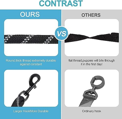 3 Dog Leash No Tangle, Heavy Duty Multiple Dog Lead Shock Absorbing Bungee with Padded Handle Removable Pet Traction Walking Rope for Medium Large Dogs (25-180 Lbs) - Image 6