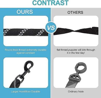 3 Dog Leash No Tangle, Heavy Duty Multiple Dog Lead Shock Absorbing Bungee with Padded Handle Removable Pet Traction Walking Rope for Medium Large Dogs (25-180 Lbs) - Image 6