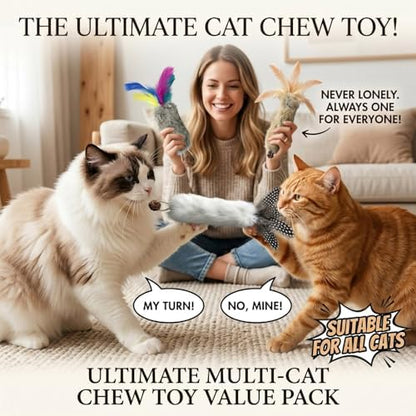 6 PCS Cat Rabbit Feather Fur Silvervine Crinkle Kicker Play Toy for Cats Indoor - Image 5