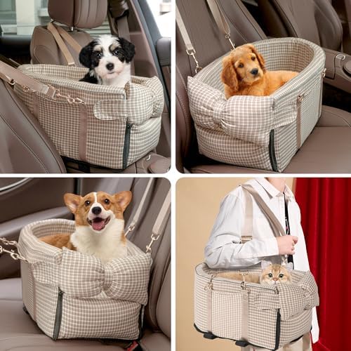 Center Console Dog Car Seat for Small Dogs, Removable Pet Seat with Cushion Board Safety Belt,Console Dog Car Seats for Small Puppy Up to 15 Lbs - Image 2