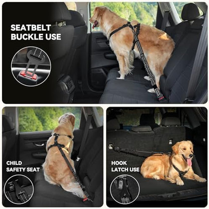 Pawaboo 2Pack Dog Car Seatbelt, 3-in-1 Dog Tether with Buckle & Hook Latch - Image 4